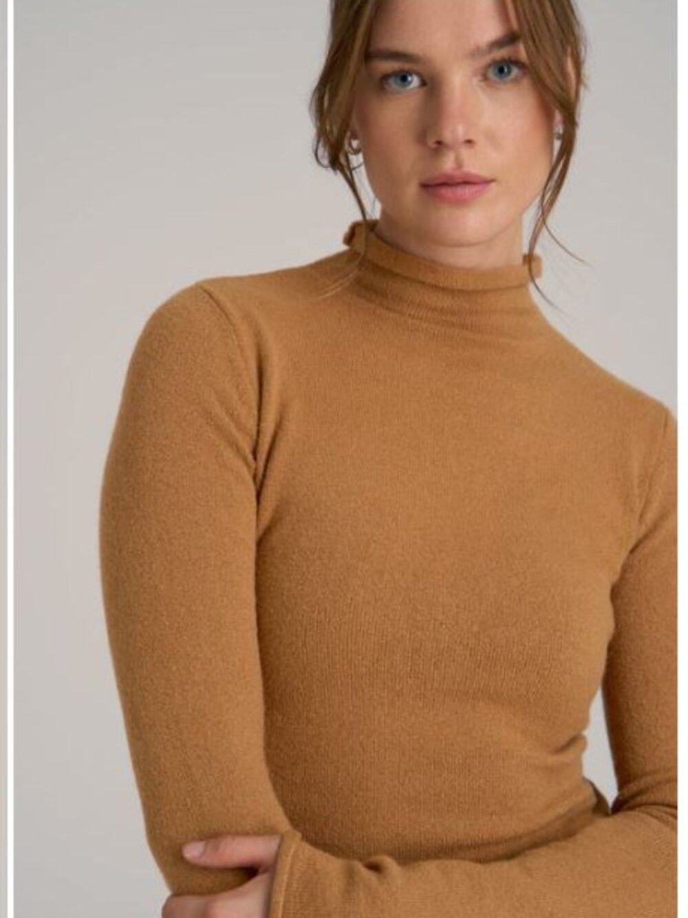 NWT Wilfred Garrand Camel Thin Lightweight Mock Turtleneck Sweater-Size XS